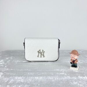 White Women's Crossbody Bag with Silver Accent